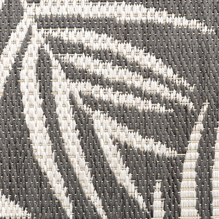 Rond buitenkleed - Malta Leaves Zwart | Budgettopper!