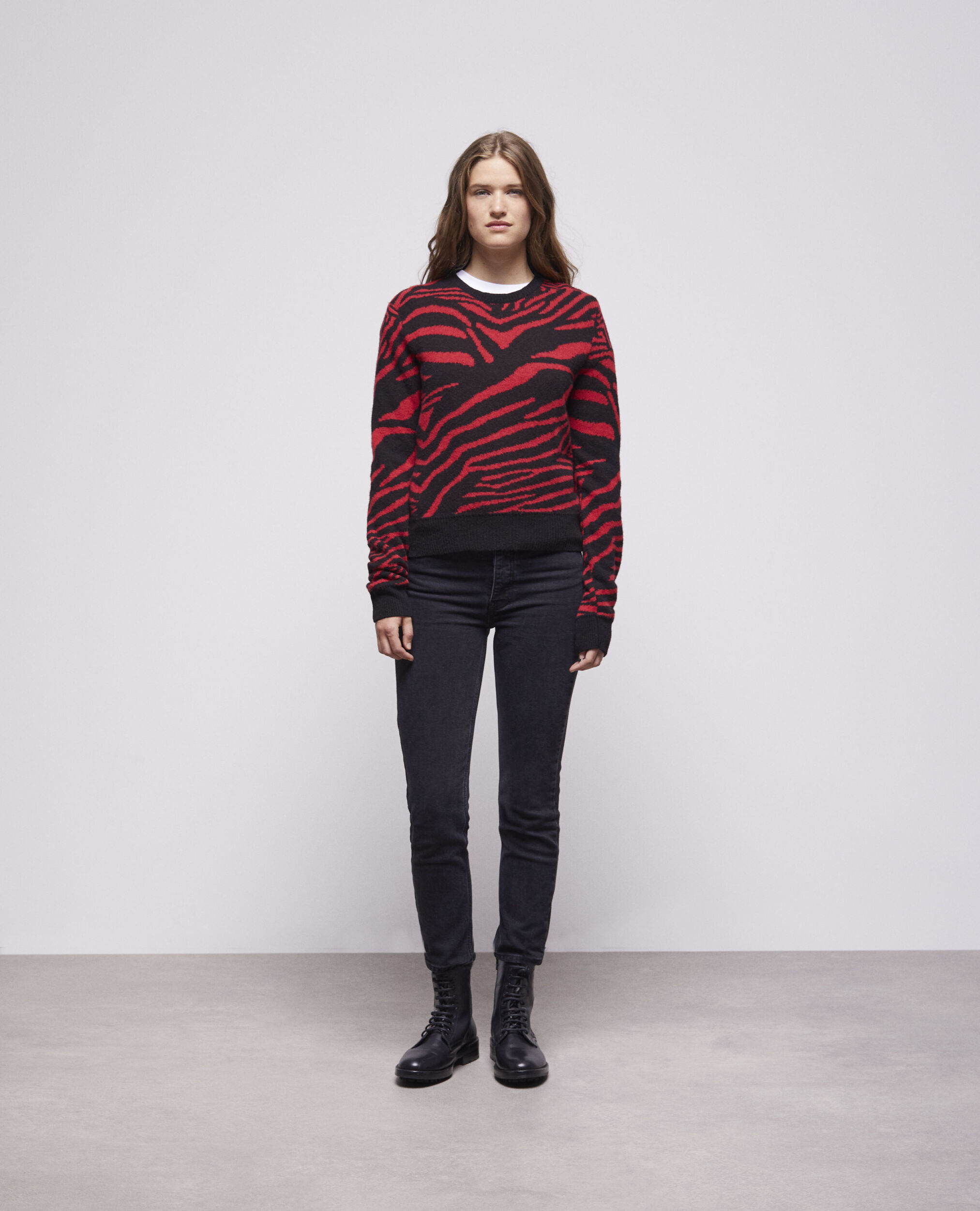 Pull col rond imprimé