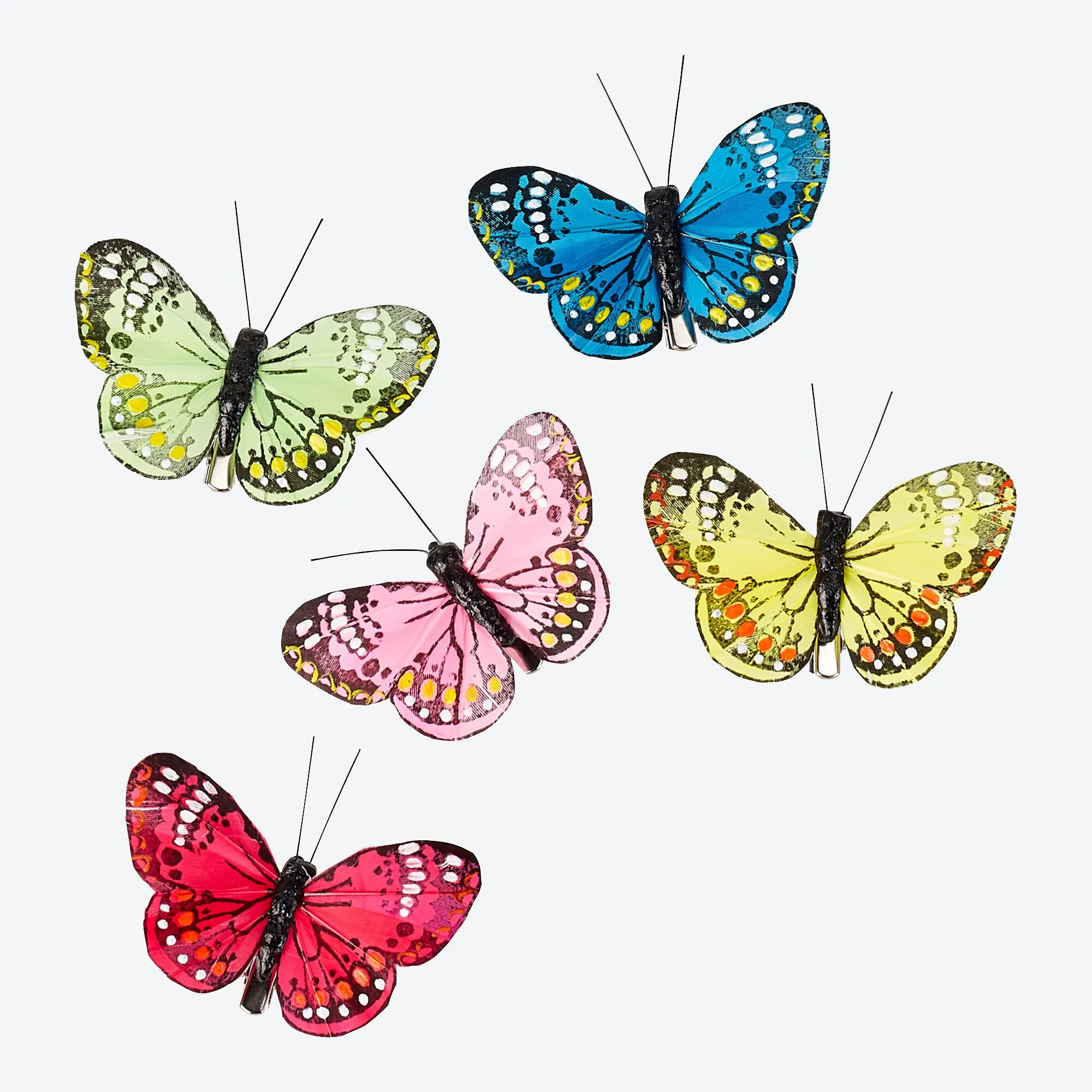 Deko-Schmetterlinge mit Clip, 5er-Pack, ca. 8x6x2cm