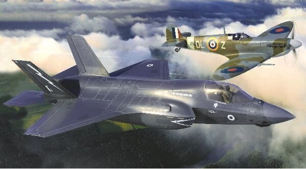 Airfix - Spitfire Mk Vc Og F-35B Lightning II Modelfly Byggesæt - 1:72 - A50190