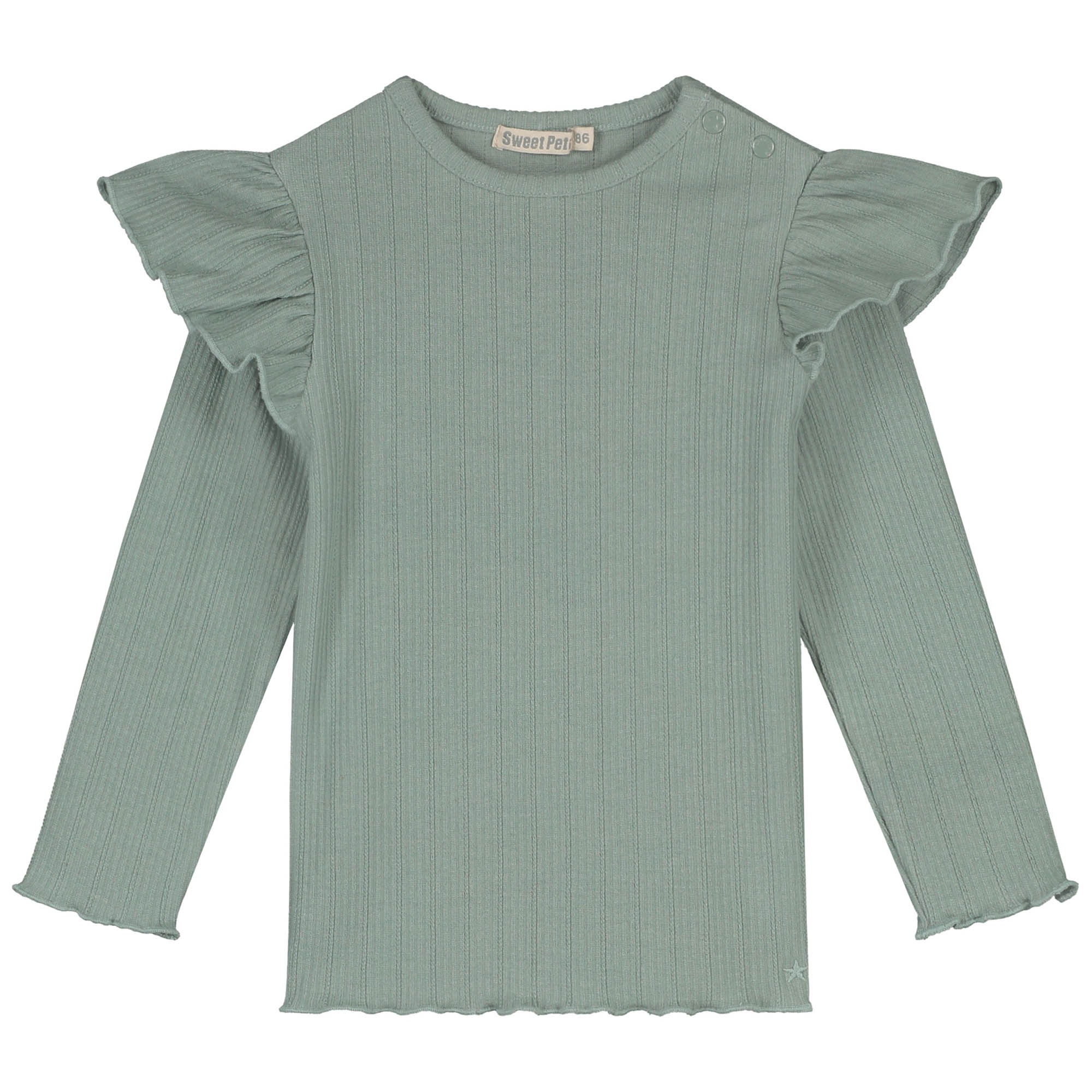 Sweet petit peuter shirt Meave lange mouwen effen groen