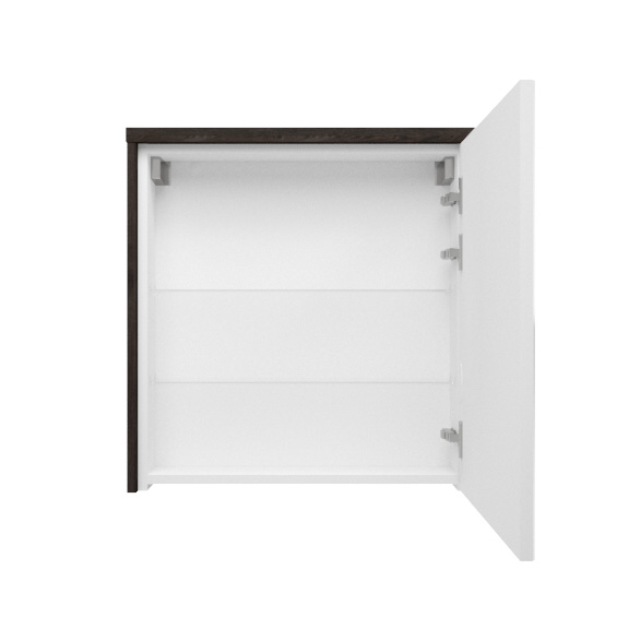 Fontana Rovigo badmeubel 60cm kasteel bruin met witte wastafel met kraangat en spiegelkast zonder verlichting