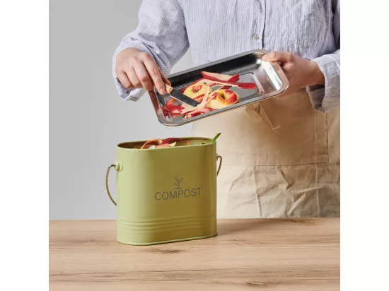Composteur de cuisine ovale en métal avec filtre 7 litres
