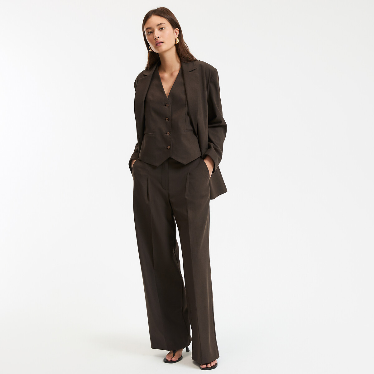 COLEÇÕES LA REDOUTE<br>Blazer longo, folgado e oversized, assinatura CLÉANDRE