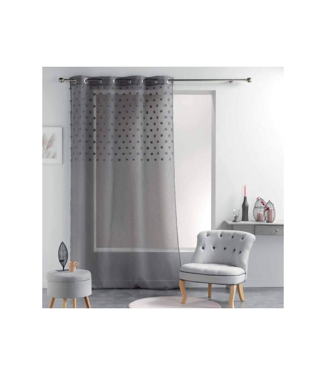 Rideau Voilage à Œillets Mélusine 140x240cm Anthracite