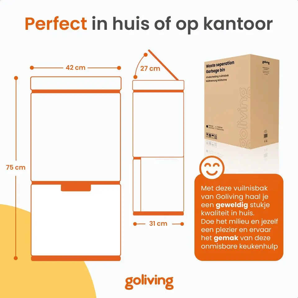 Goliving Automatische Sensor Prullenbak 64 Liter – Afvalemmer keuken - Afvalbak