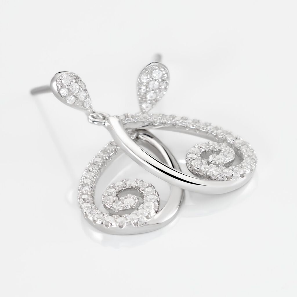 Boucles D'oreilles Pendantes Argent Blanc Lavaratus Oxyde De Zirconium