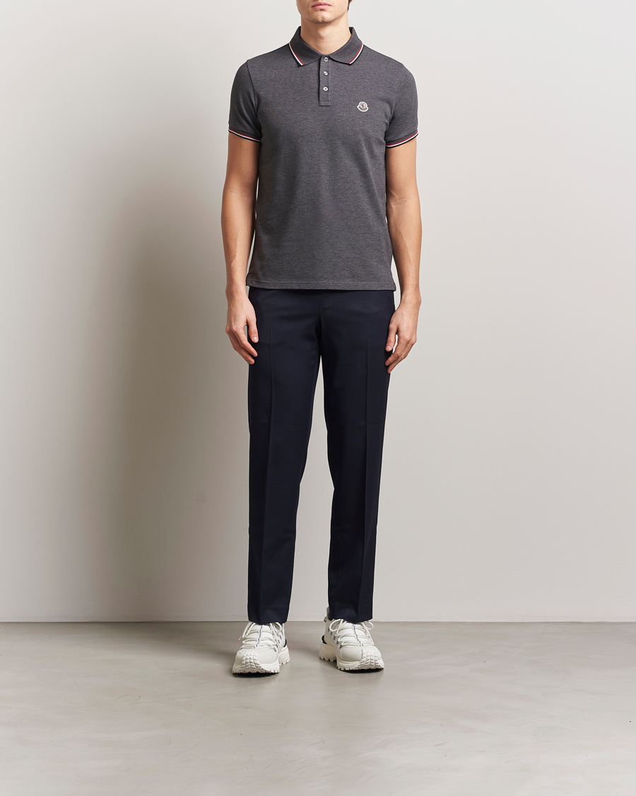 Moncler Contrast Rib Polo Dark Grey