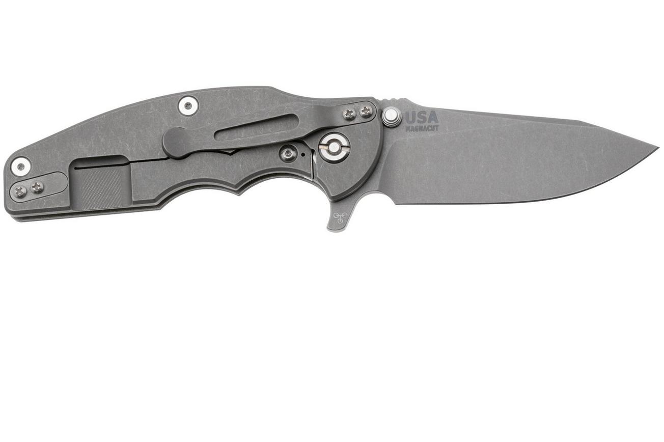 Rick Hinderer Jurassic Slicer, Hollow Ground Magnacut, Working Finish, Black G10, zakmes