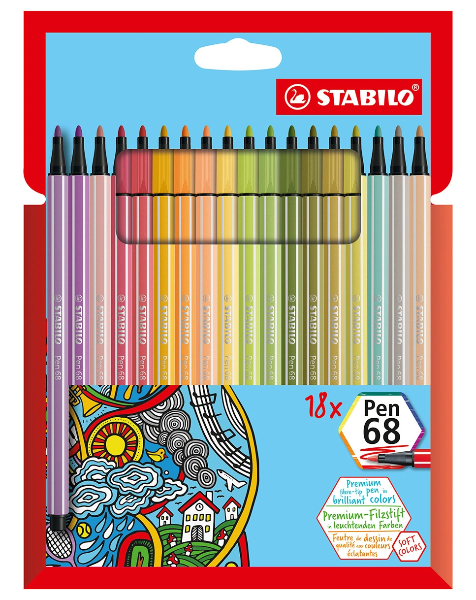 Filzstift STABILO® Pen PASTEL 68 18er-Pack