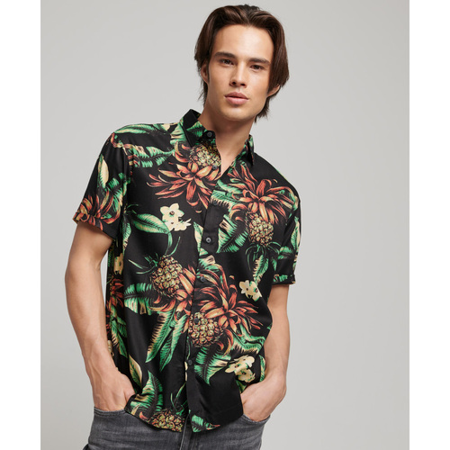 Superdry - CAMISA HAWAIANA DE MANGA CORTA Negro