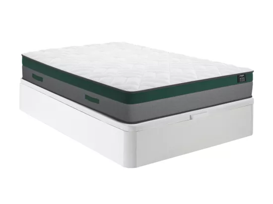 Ensemble 140 x 190 cm sommier coffre blanc + matelas ressorts ensachés ép.22cm - PRESTIGE de YSMÉE