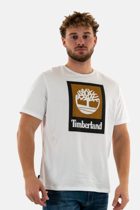 Tee shirt timberland stack logo 1001 white