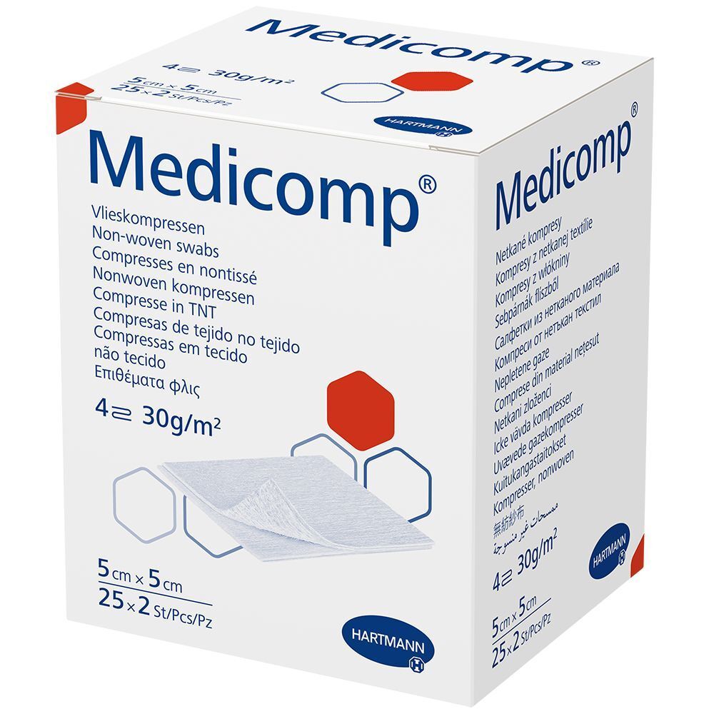 Medicomp®  Vlieskompressen steril 5 cm x 5 cm 4lagig