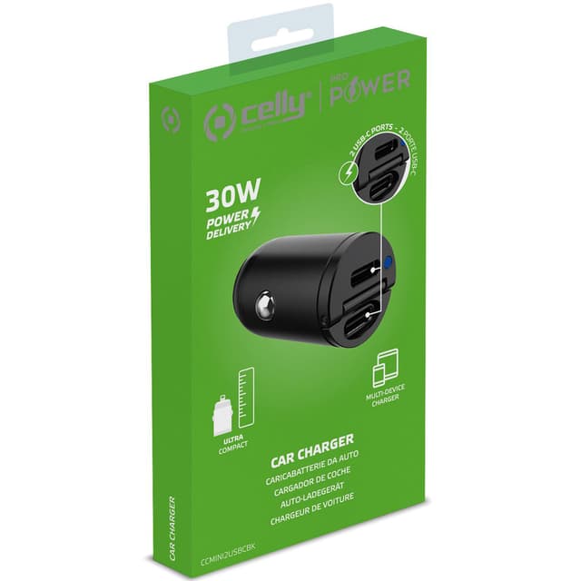 Celly Biloplader Mini 2xUSB-C PD 30W