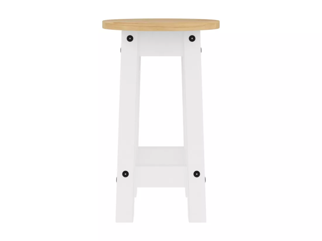 Tabourets de bar lot de 2 blanc bois massif de pin