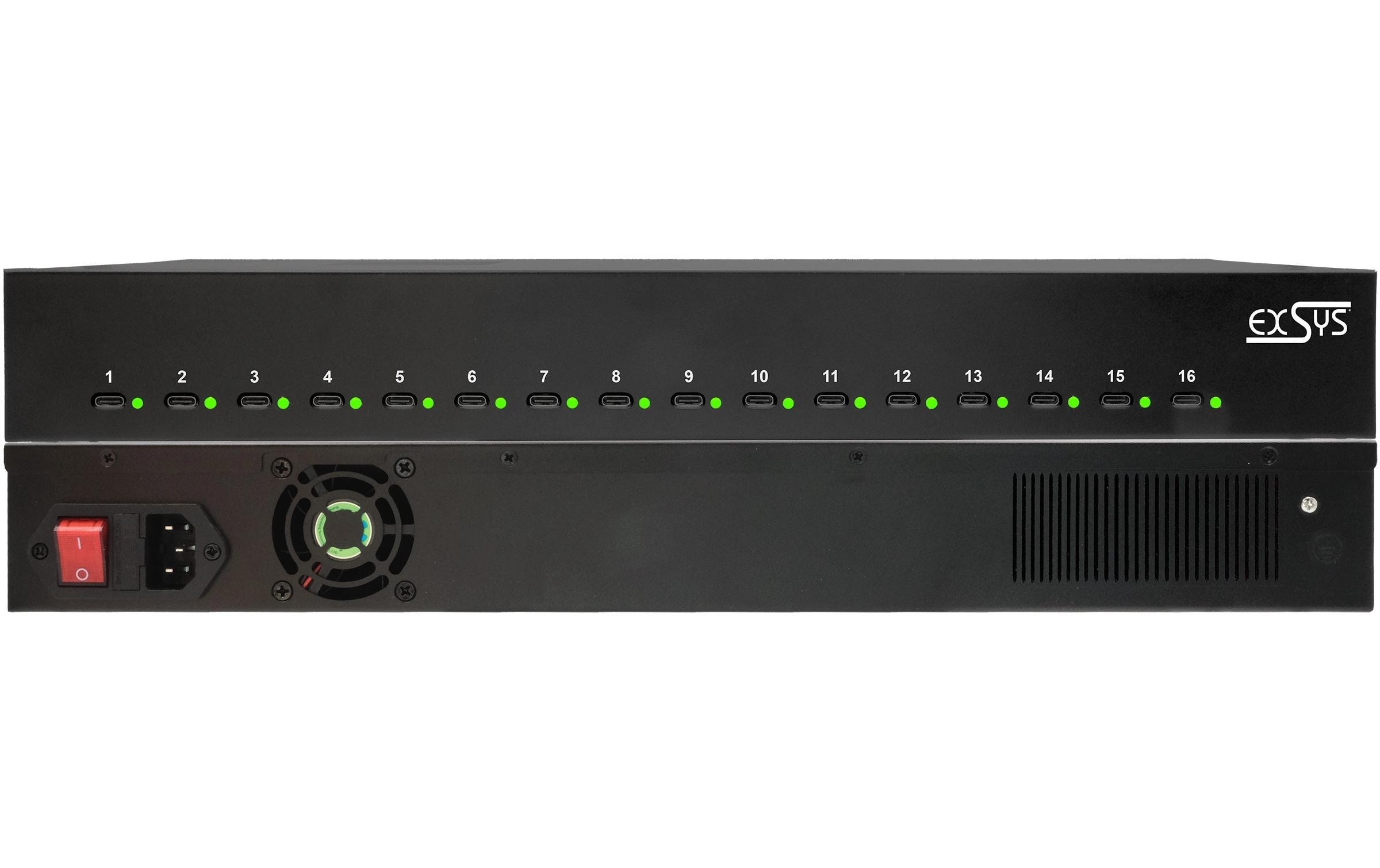 Ladestation EX-11017 Schwarz<br>High Power Ladestation mit 16 USB-C Anschlüssen