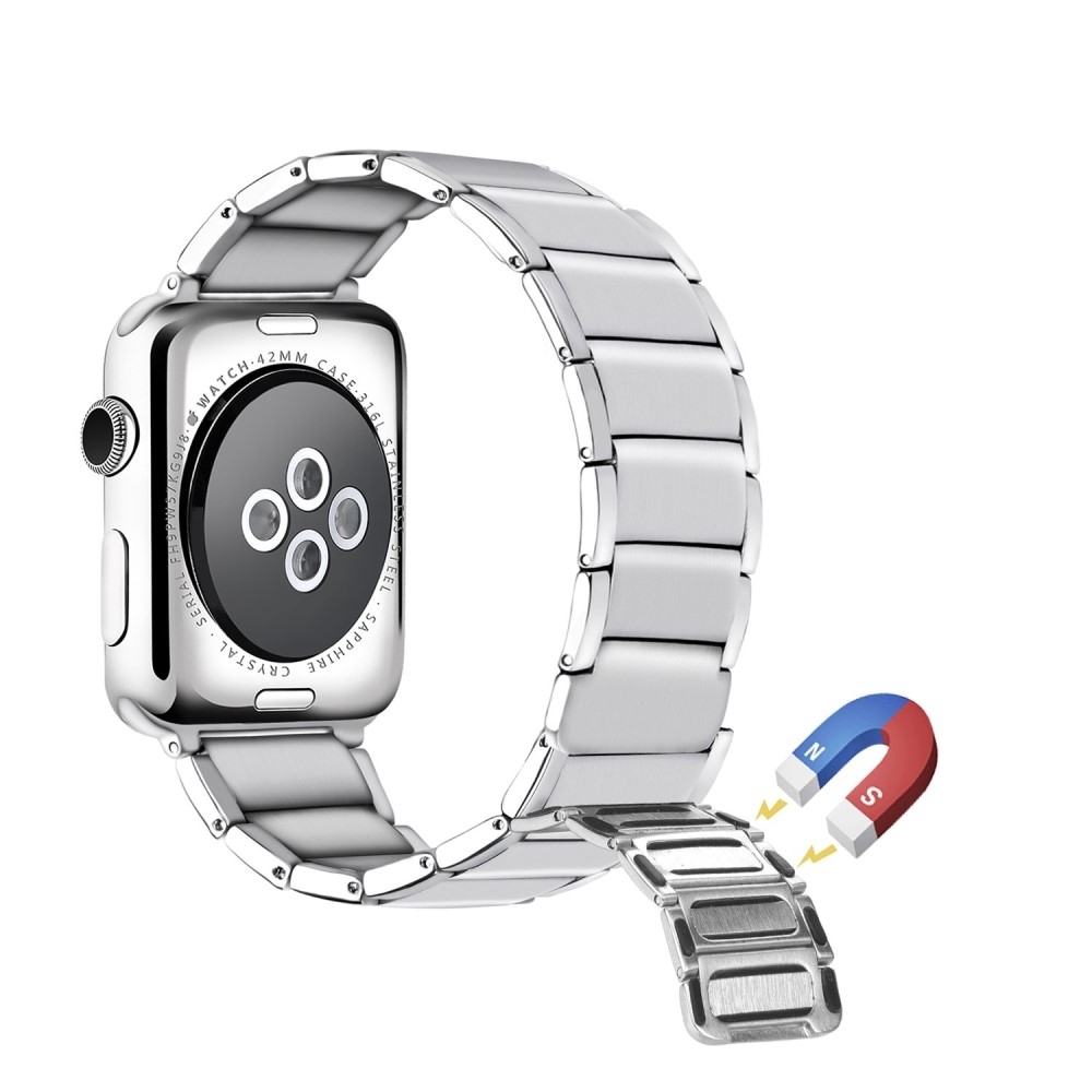 Apple Watch (49/46/45/44 mm) Edelstahl Armband mit Magnetverschluss (Gelenkumfang 242 mm) - Silber