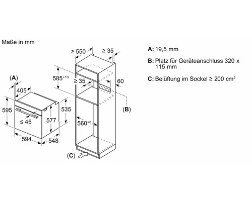 Bosch combi-oven met magnetron (zonder kookplaat) HMG776NB1, bruikbare inhoud 67 l