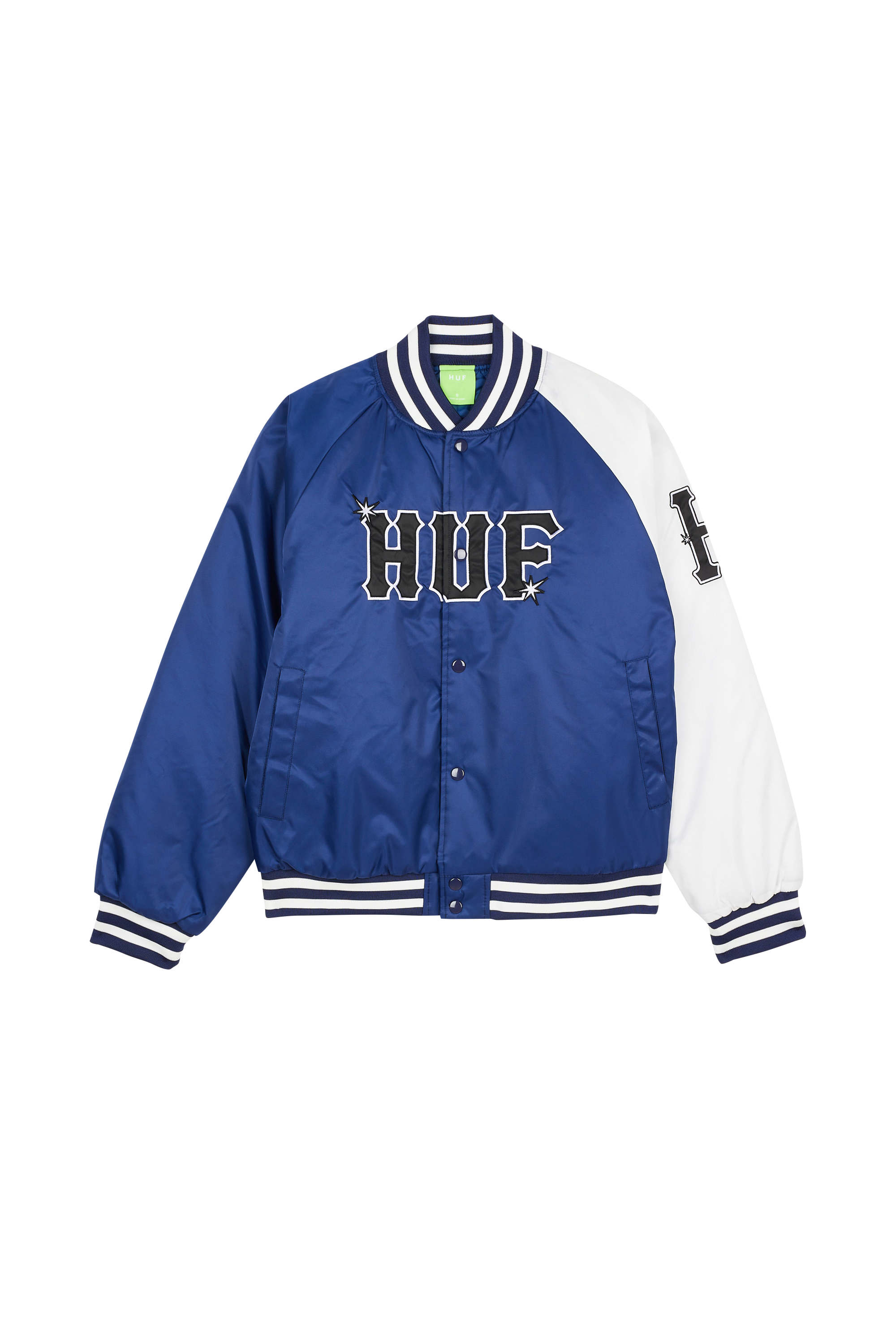 HUF VESTE SATIN BASEBALL Bleu