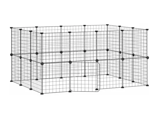 Cage animaux de compagnie à 28 panneaux et porte Noir 35x35 cm
