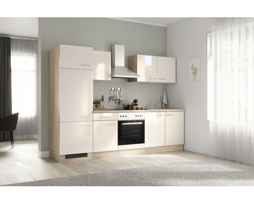 Flex Well keukenblok met apparatuur Nepal 270 cm kasjmier glanzend gedemonteerde variant omkeerbaar 00012349