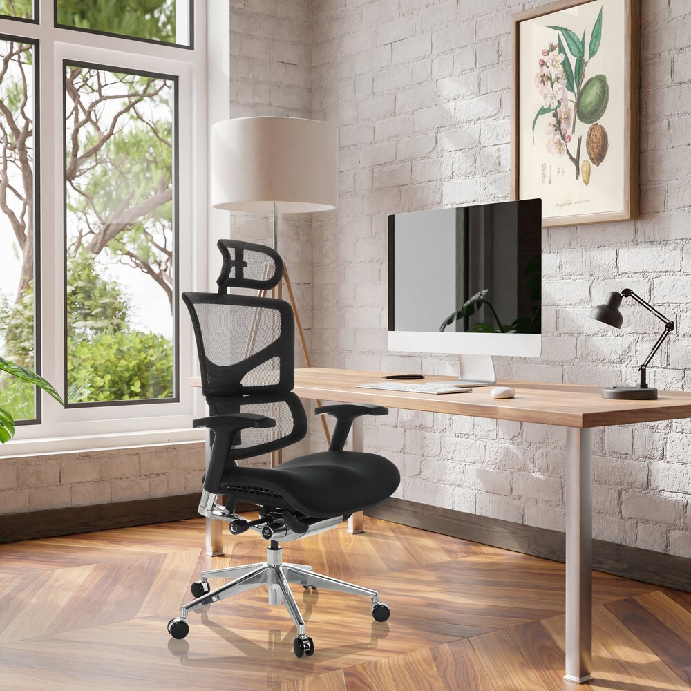 High End Bürostuhl ERGO-U2 FM Stoff/Netzstoff mit Armlehnen (höhenverstellbar) hjh OFFICE