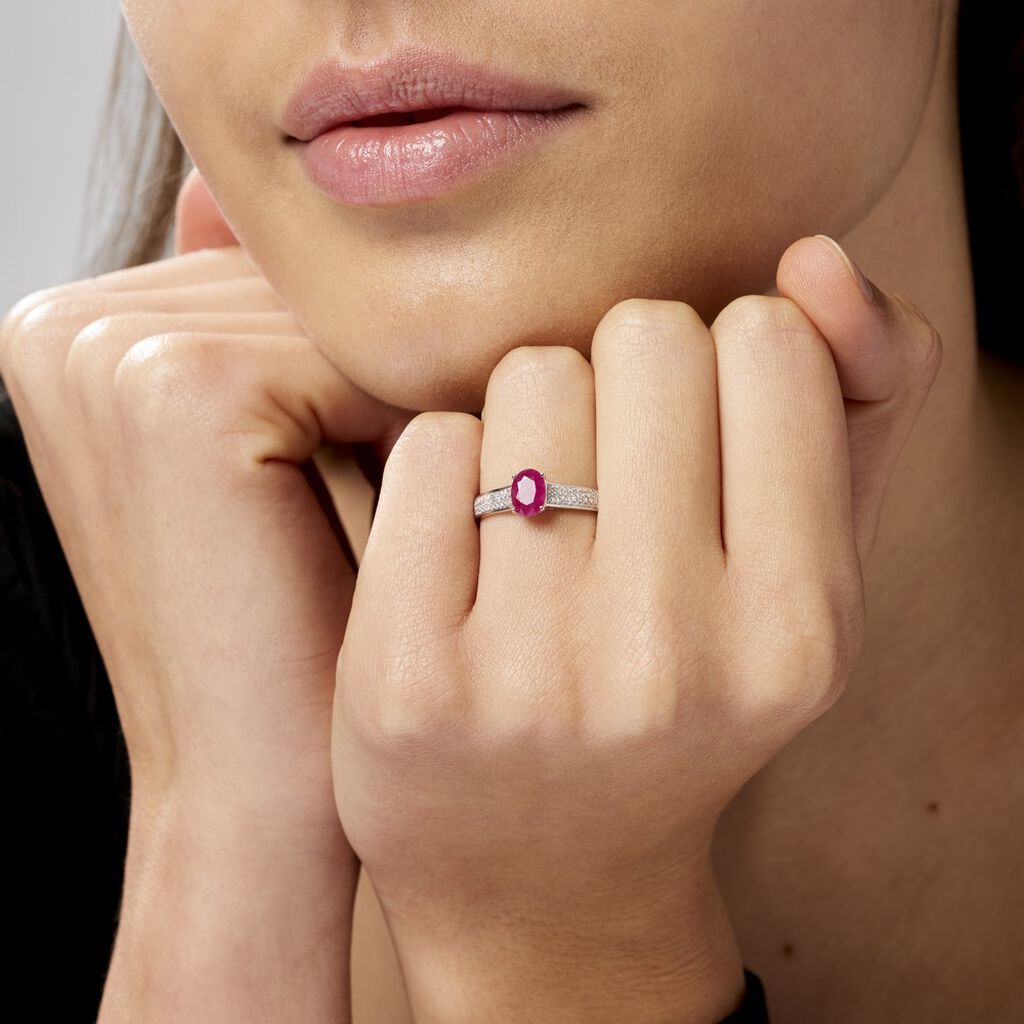Bague Crista Or Blanc Rubis Et Diamant