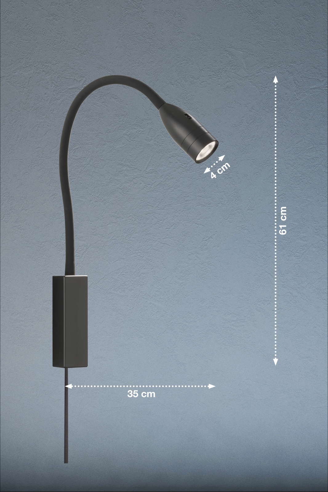 LED-Wandspot flex STEN - schwarz matt - dimmbar - 61 cm