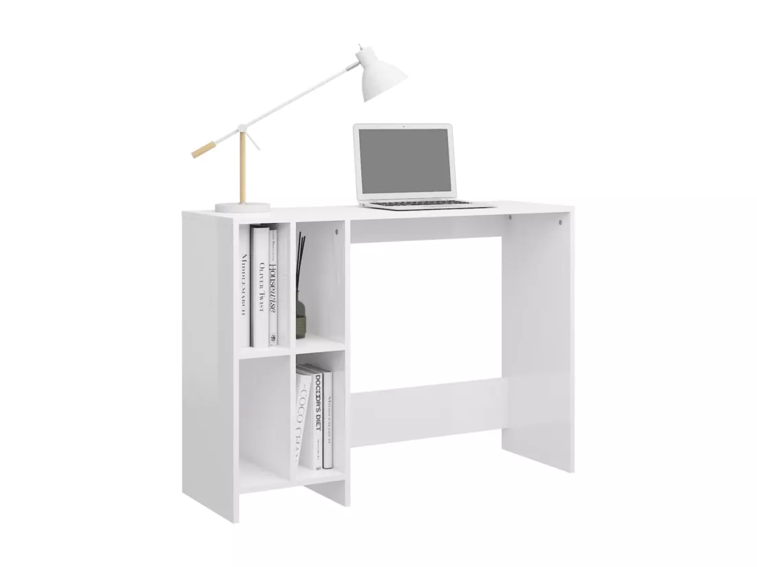 Bureau d'ordinateur portable blanc brillant bois d'ingénierie