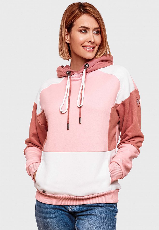 NAVAHOO Damen Kapuzensweatshirt Verspielter Hoodie Pullover im Colorblocking Look Babykätzchen
