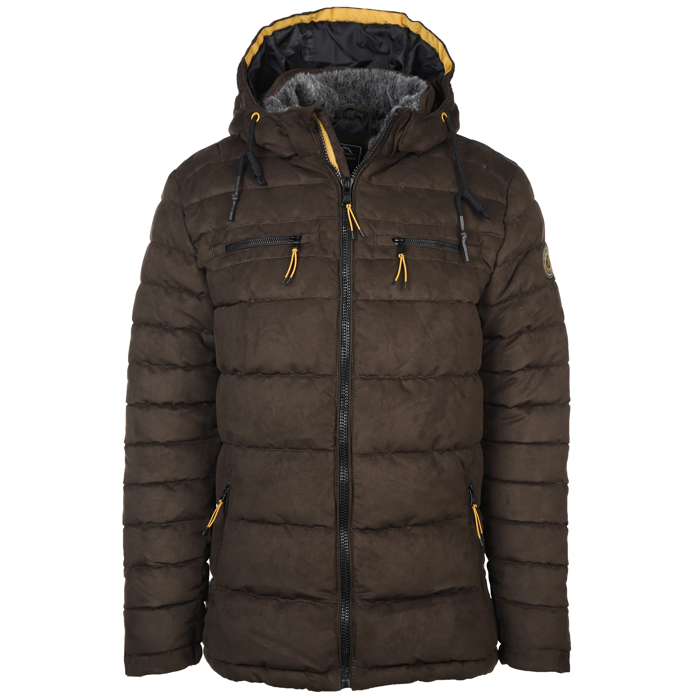 Herren Velour Steppjacke mit Kapuze