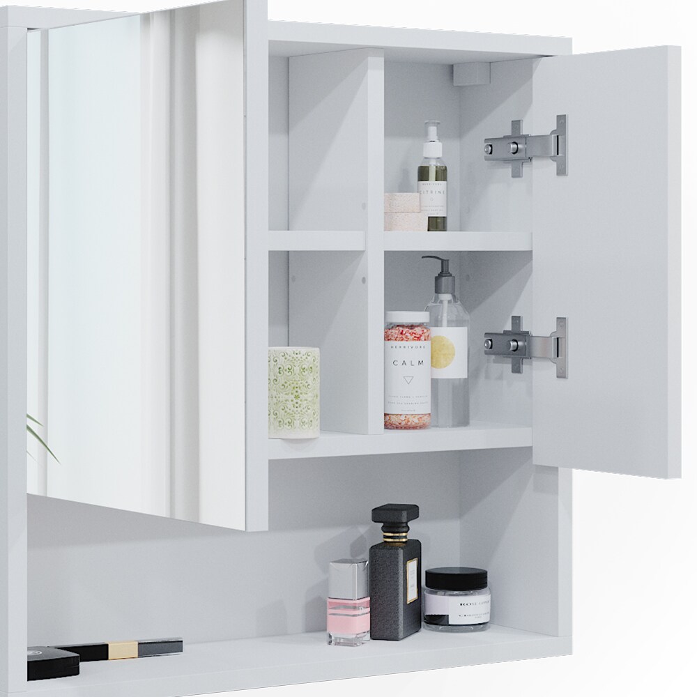 Vicco Spiegelschrank für Badezimmer Agasta weiß, Badschrank mit Ablage aus Holz