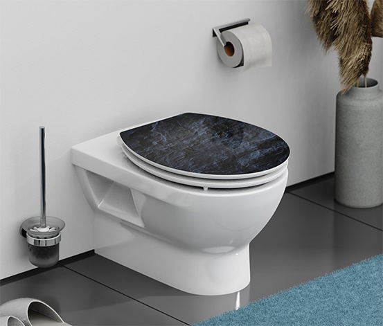 Schütte MDF High-Gloss WC-Sitz mit Absenkautomatik »Black Stone«