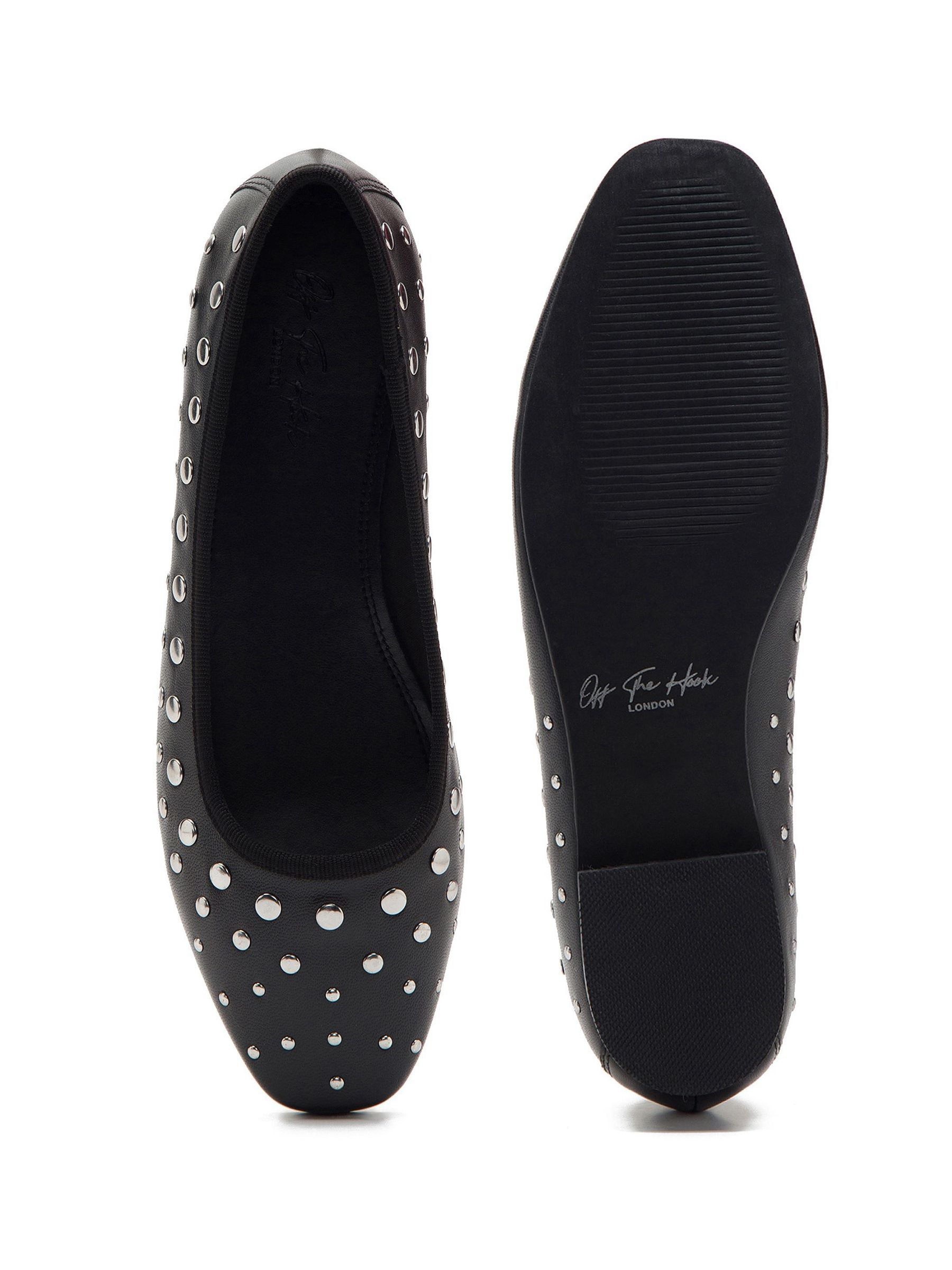 Off The Hook Dollis Leather Studded Ballerina Flats