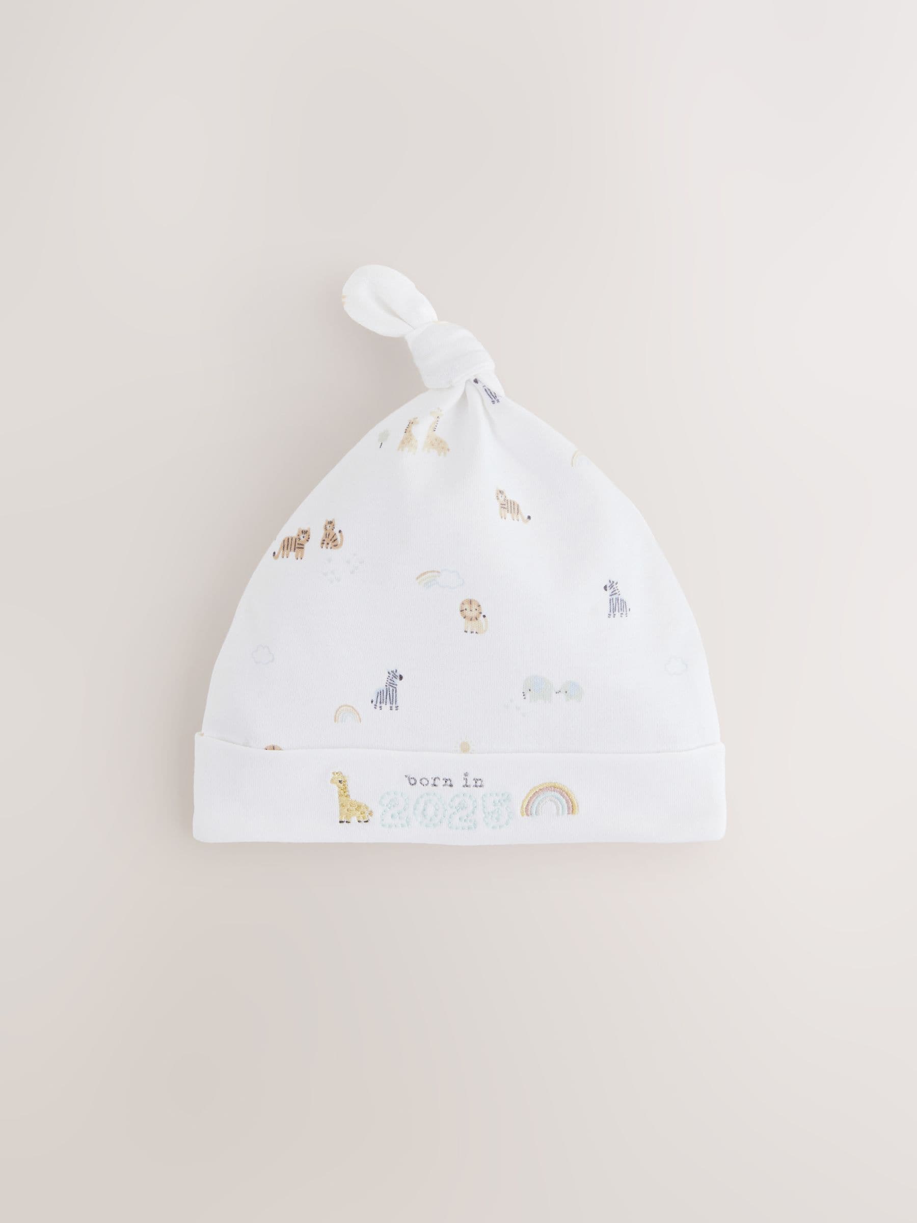 Wit - Born in 2025 Hoeden en Slabbetjes Baby Set 2 -delig (0-12mnd)