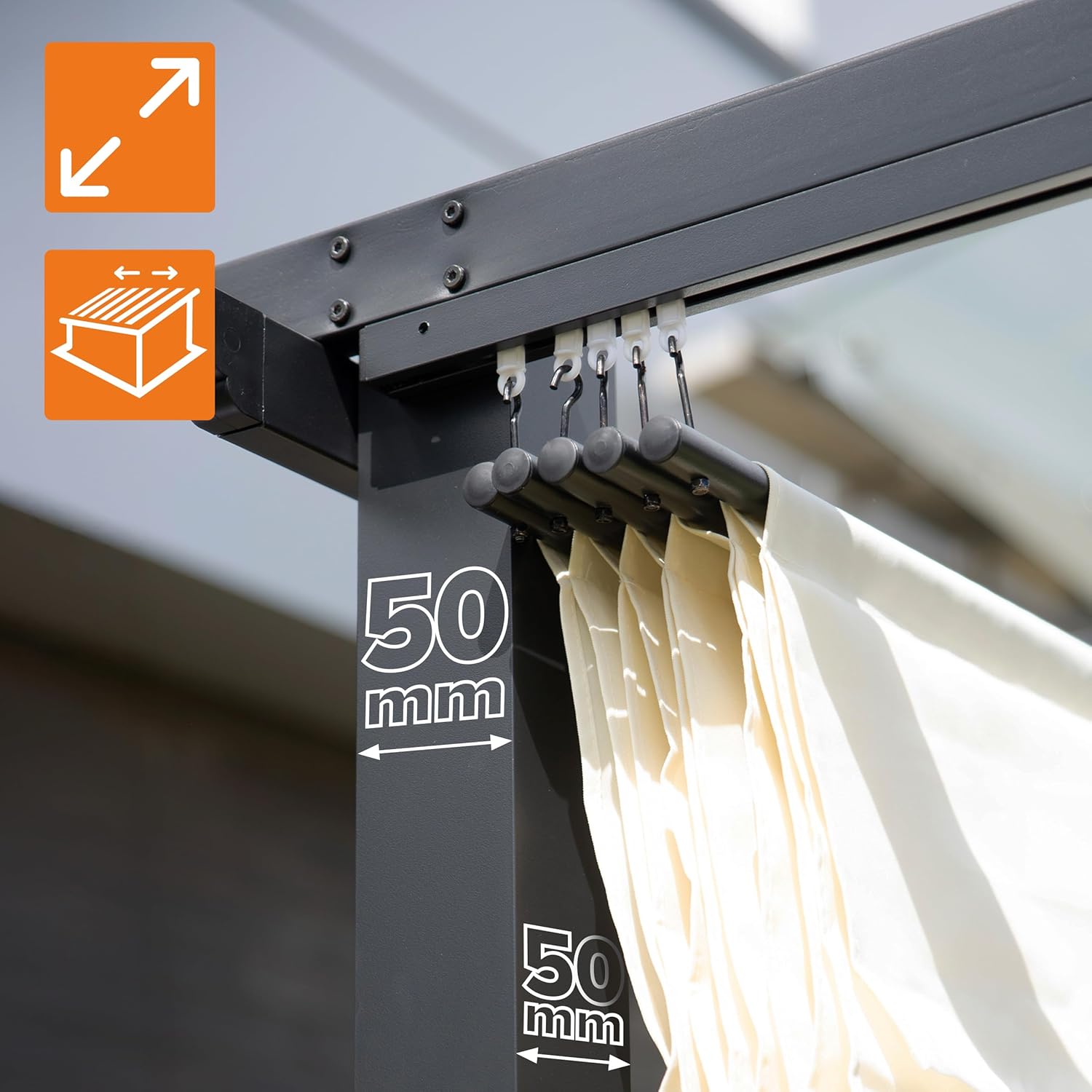 Grindi - Garten Pergola Pavillon Terrassendach - Milos I 3x3m - wasserdichtes & stabiles Sonnenschutz für Terrasse und Freistehender, Carport-Pavillon, Grillpavillon, Markise als Vordach für Haustür