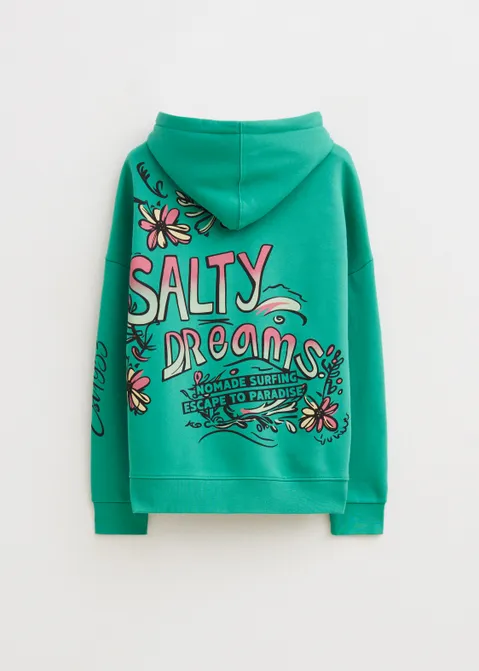 Hoodie met print long malibu groen (GRN.F)