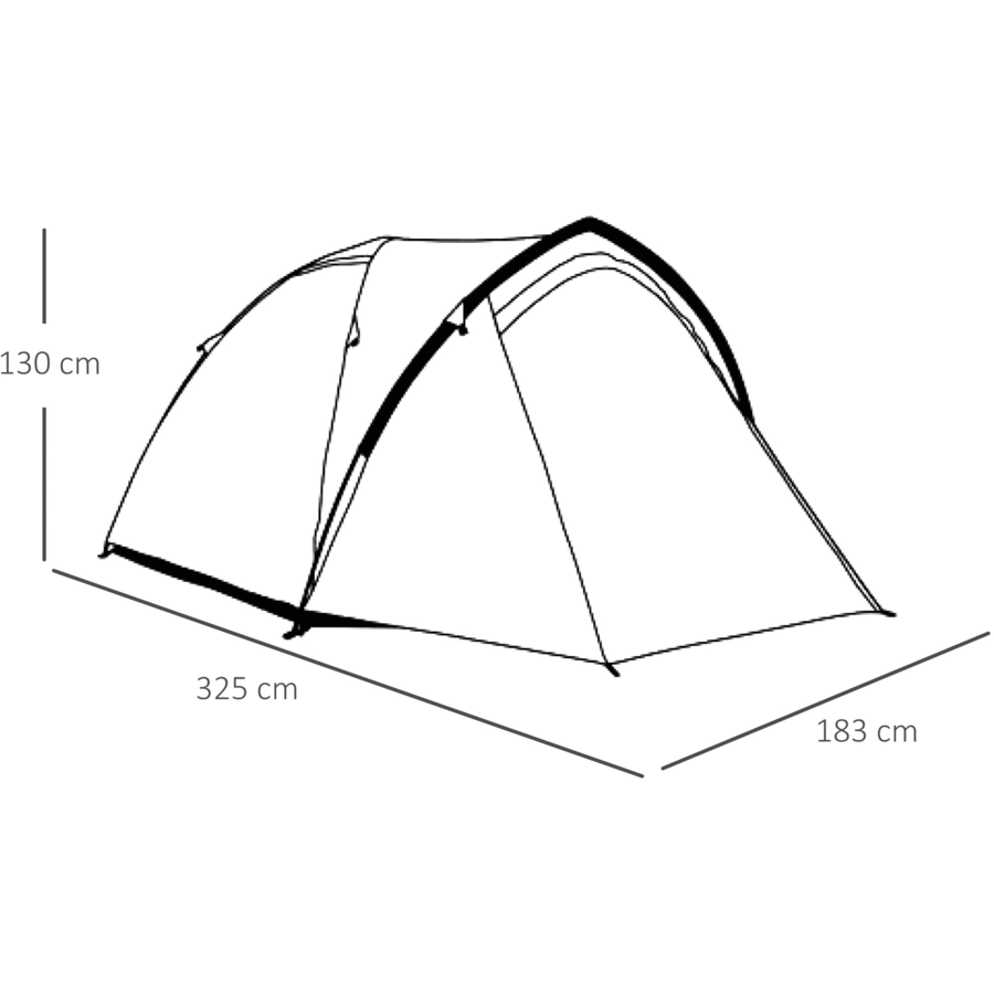 Outsunny Campingzelt für 3-4 Personen grün, gelb
