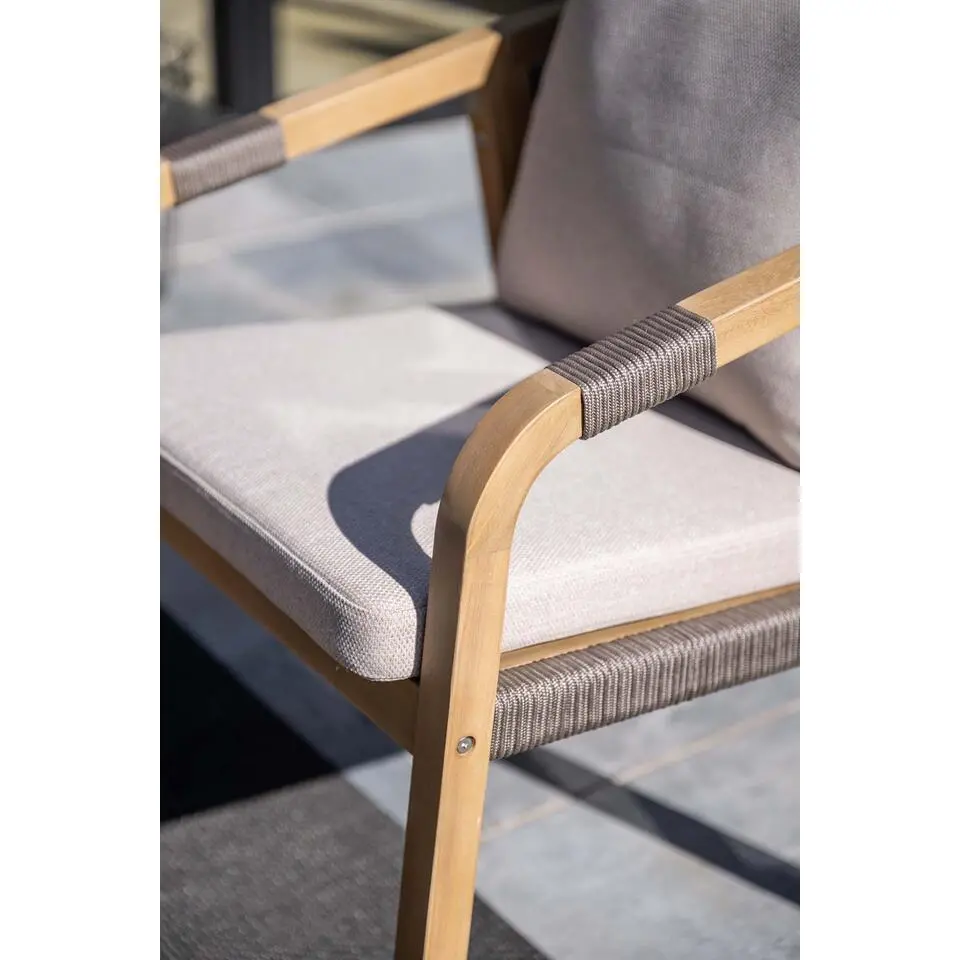 Santos dining fauteuil - acaciahout met white wash - taupe - sand