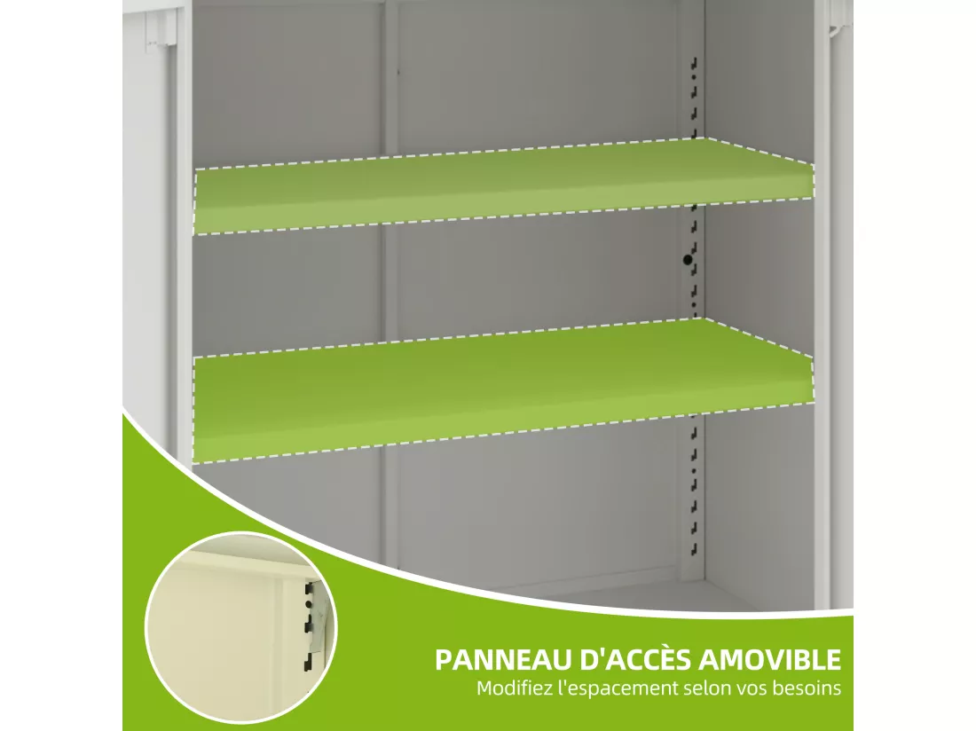 Meuble de Rangement Bureau - Armoire Metallique avec Serrure - Meuble Imprimante avec 2 Etagères Réglables - Blanc - 80 x 40 x 90cm