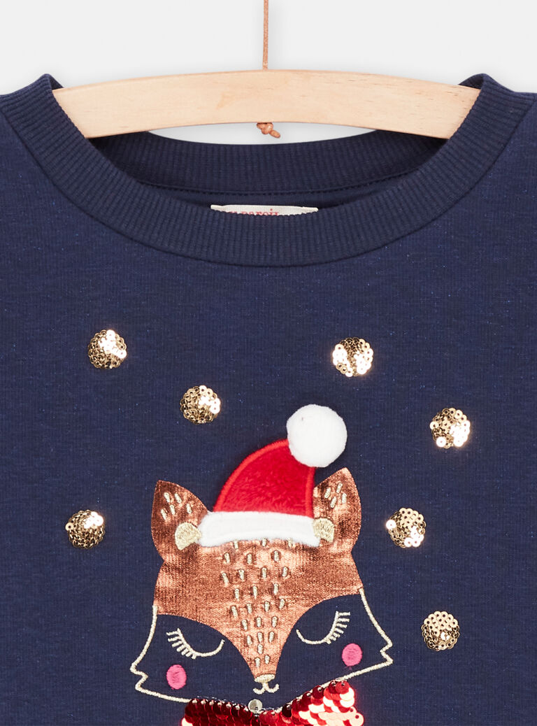 Sweat marine animation renard pour fille