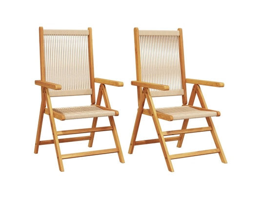 VIDAXL - Chaises de jardin lot de 2 beige bois d'acacia et polypropyl...