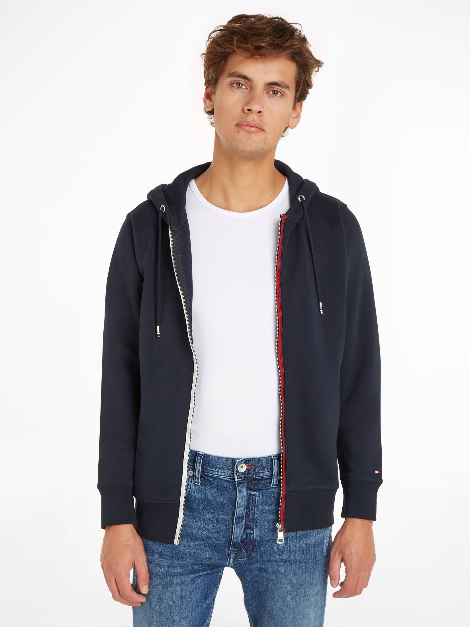 Tommy Hilfiger| Herren Kapuzenjacke SPLIT GLOBAL STRIPE ZIP HOODY