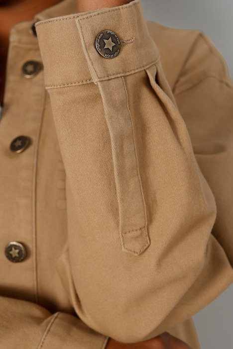 Longjacke, oversized, Ziernieten, Rücken-Stickerei, Langarm