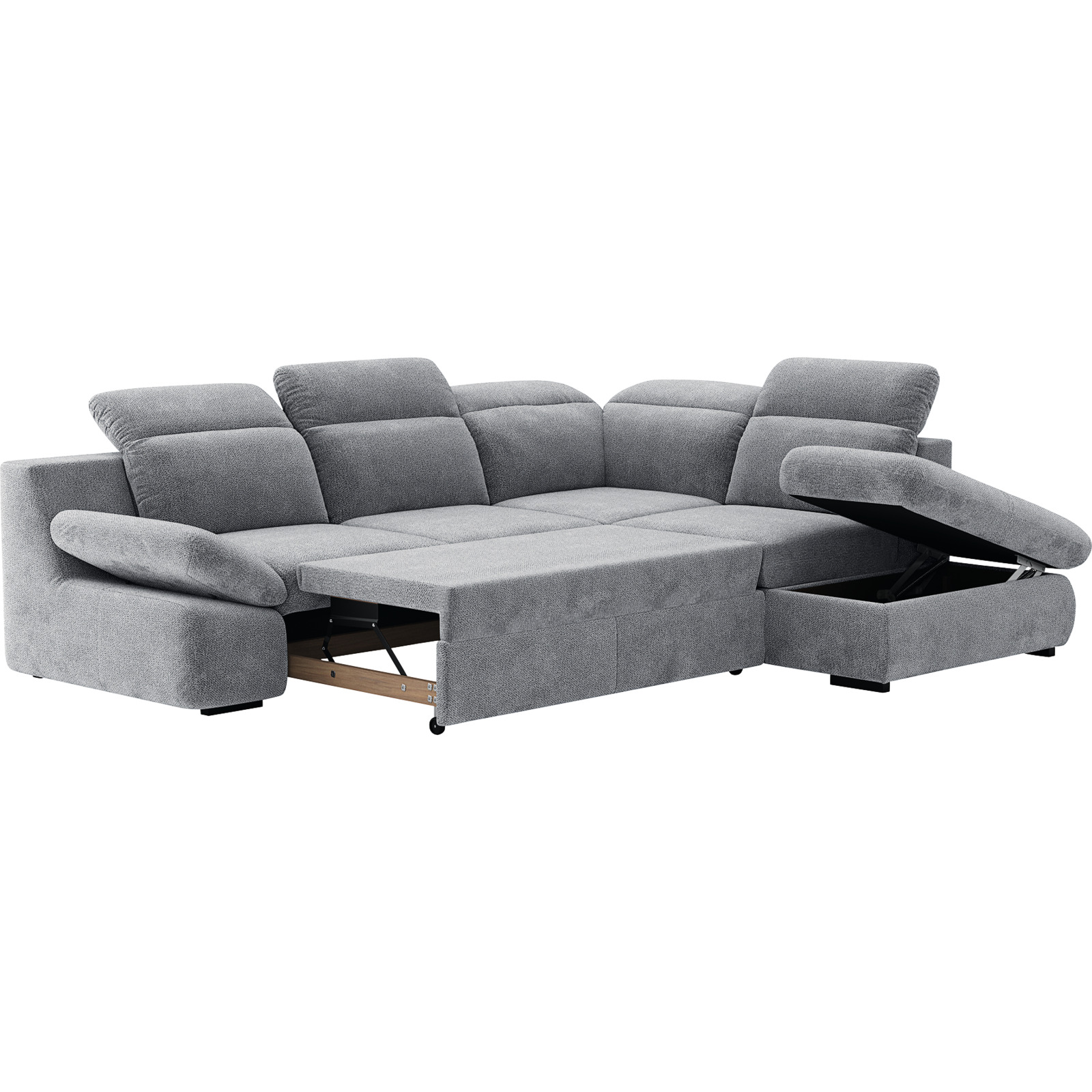 Ecksofa Lorena Stoff, Ottomane rechts
