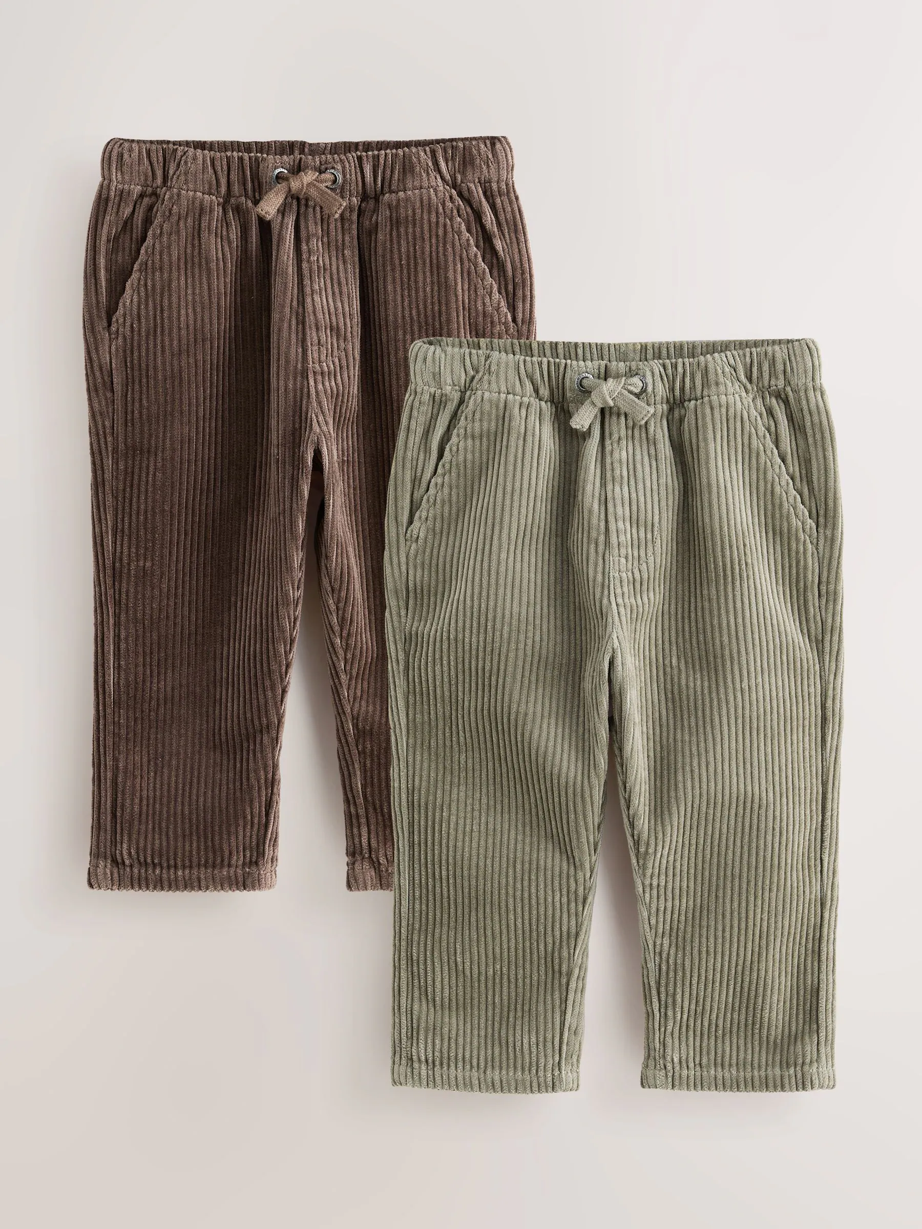 Bruin/saliegroen - Corduroy instapbroek 2 stuks (3mnd-7jr)