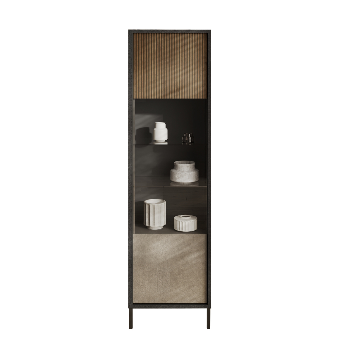 Calicosy - EVEREST Vitrinekast - H203 cm - Kleigrijs