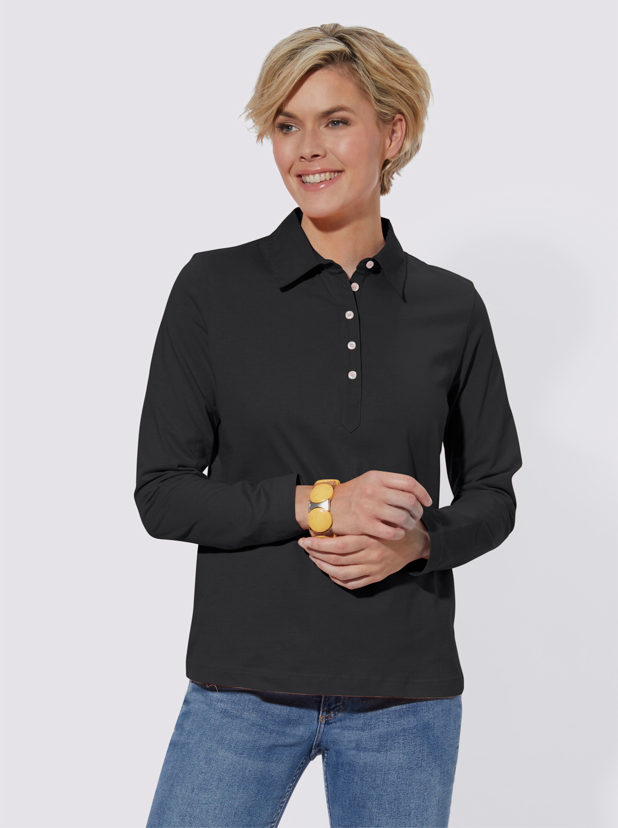 Langarm-Poloshirt
