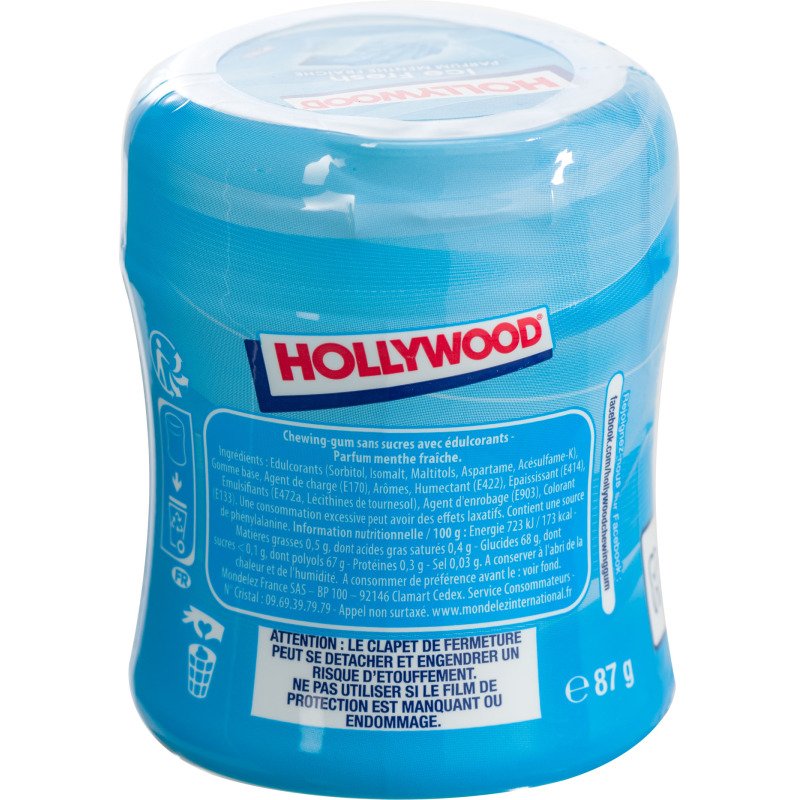 Chewing gum Ice fresh sans sucres Hollywood - Boîte de 60 dragées